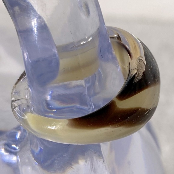 Vintage Art Glass Handmade Cream Brown Band Ring - Picture 5 of 11